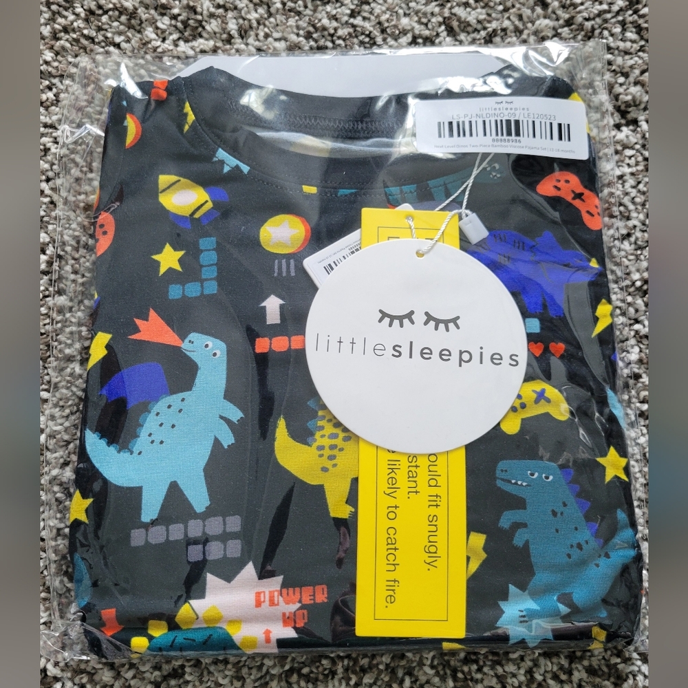 NIB - Little Sleepies Next Level Dinos Two-Piece Pajama Set, 12-18 Months